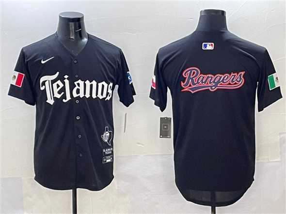 Men%27s Texas Rangers Team Big Logo Black Mexico 2025 Vapor Premier Limited Stitched Jersey